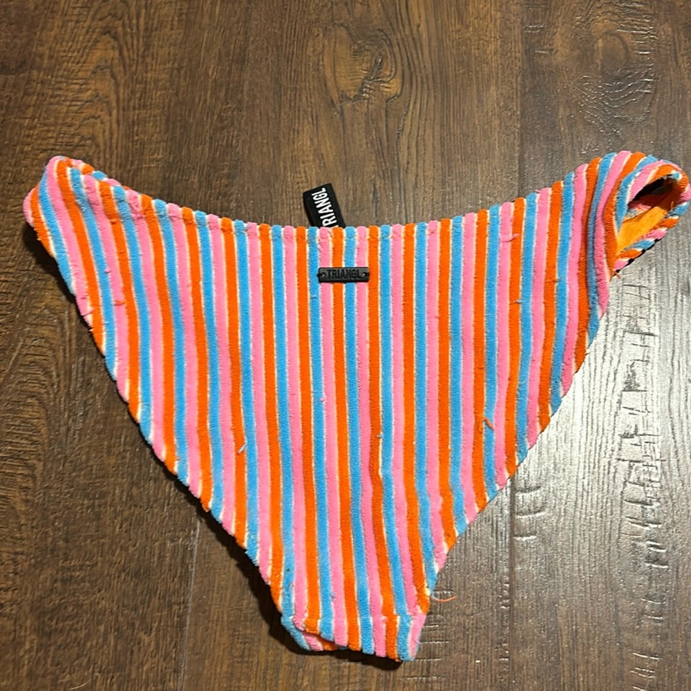 Triangl blue, pink, orange striped bikini small top/ medium bottom